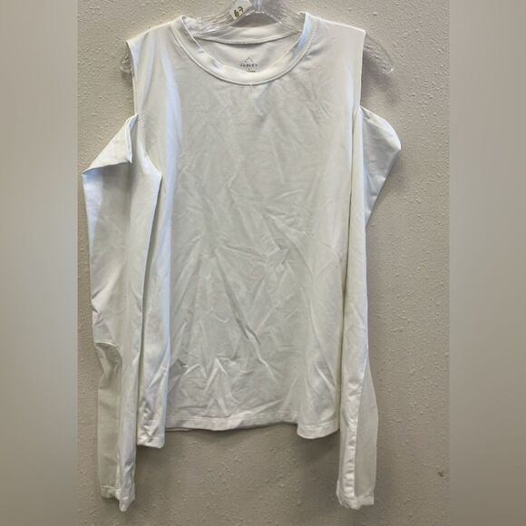 Varley Classic White Cold Shoulder Long Sleeve Sheer Detail Top Small #744 - Picture 1 of 3